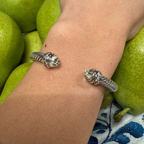 David Yurman Classic Cable Bracelet Sterling Silver with Prasiolite and Diamonds - Picture 3 of 8